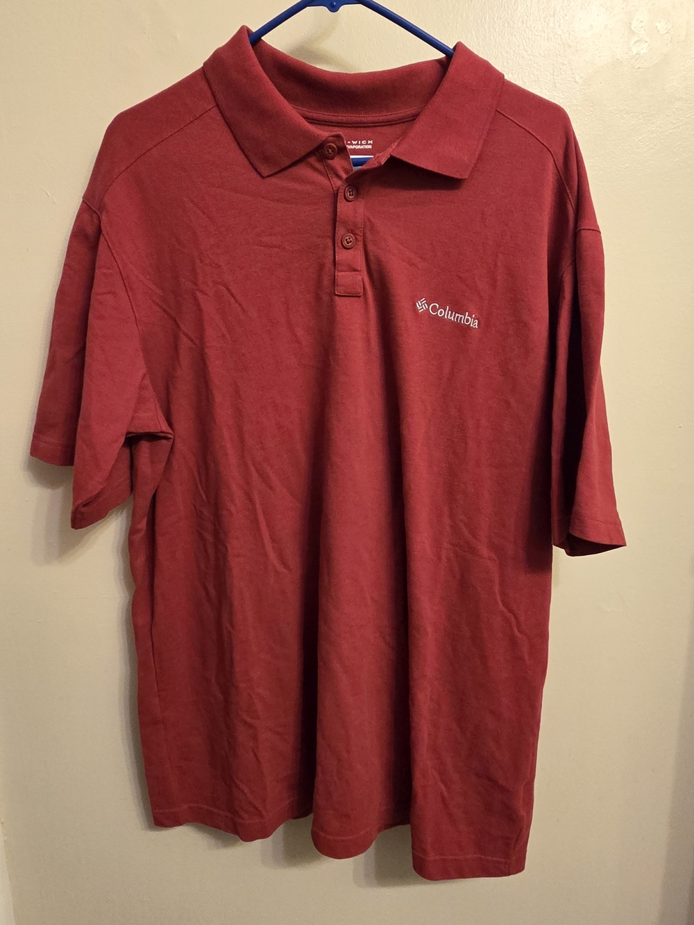 Columbia Omni-Wick Polo Shirt Men's XL Red Short Sleeve Advanced Evaporation